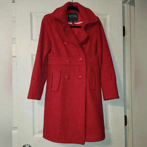 BITTEN Sarah Jessica Parker Red Wool Blend Mid Length Coat Size Small